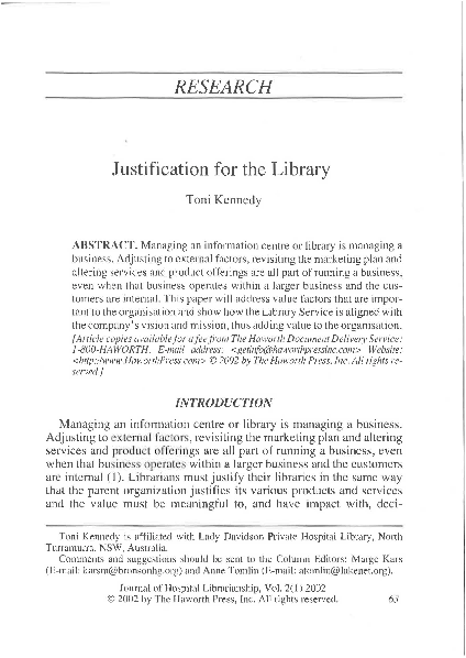 (PDF) Justification for the Library