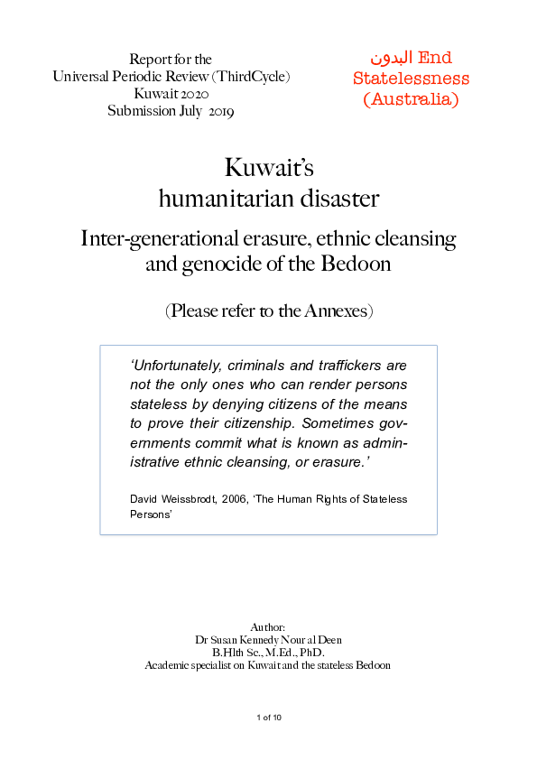 (PDF) Kuwait's humanitarian disaster - Universal Periodic Review - End ...