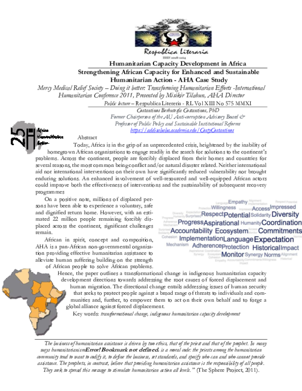 (PDF) Humanitarian Capacity Development in Africa - AHA Case Study RL ...