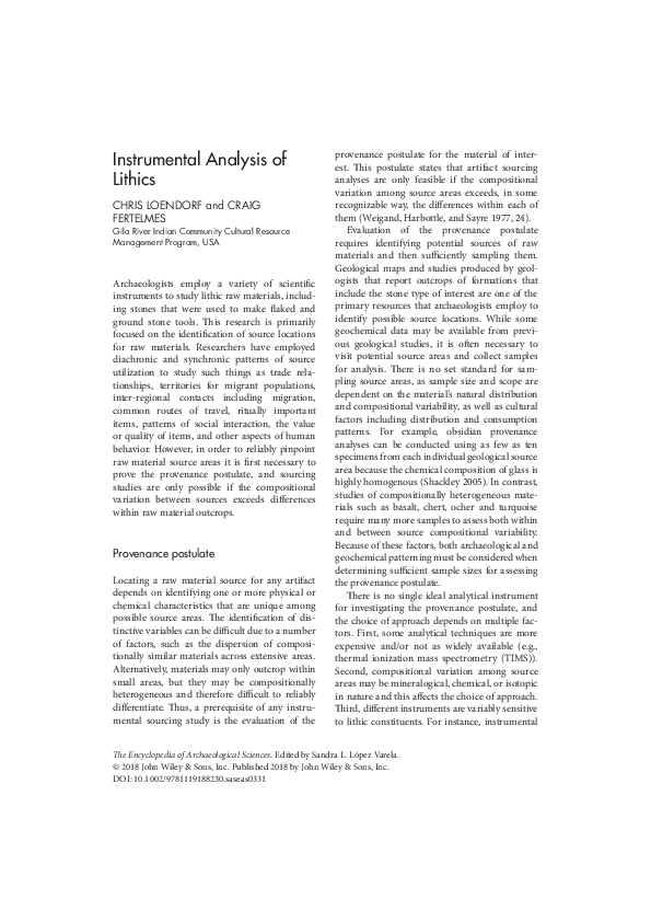 (PDF) Instrumental Analysis of Lithics