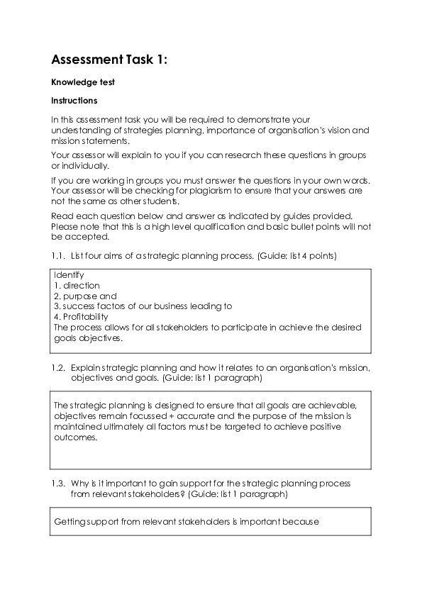 (DOC) Assessment Task 1: Knowledge test Instructions