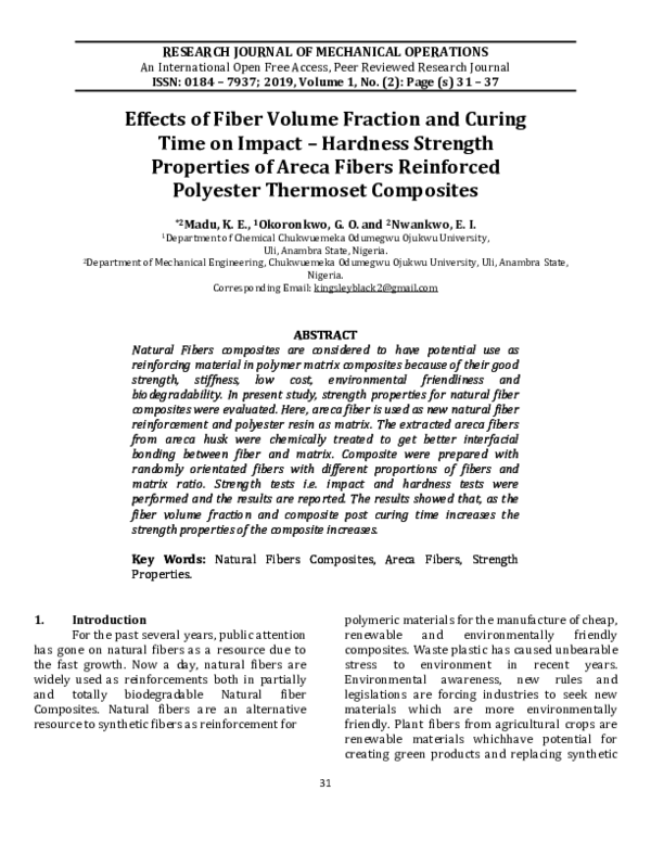 (PDF) Effects of Fiber Volume Fraction and Curing Time on Impact ...