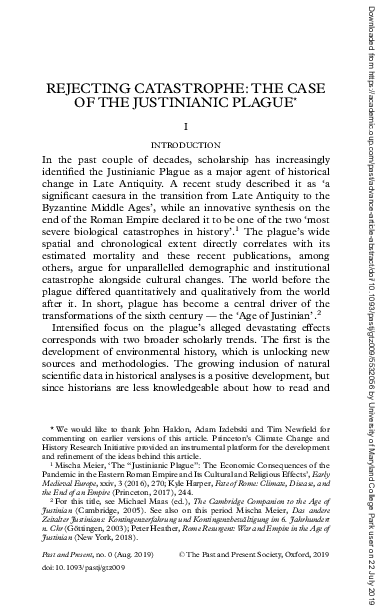 Rejecting Catastrophe: The Case of the Justinianic Plague