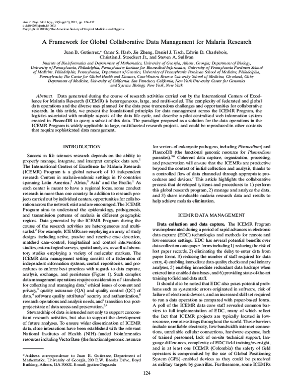 (PDF) A Framework for Global Collaborative Data Management for Malaria ...
