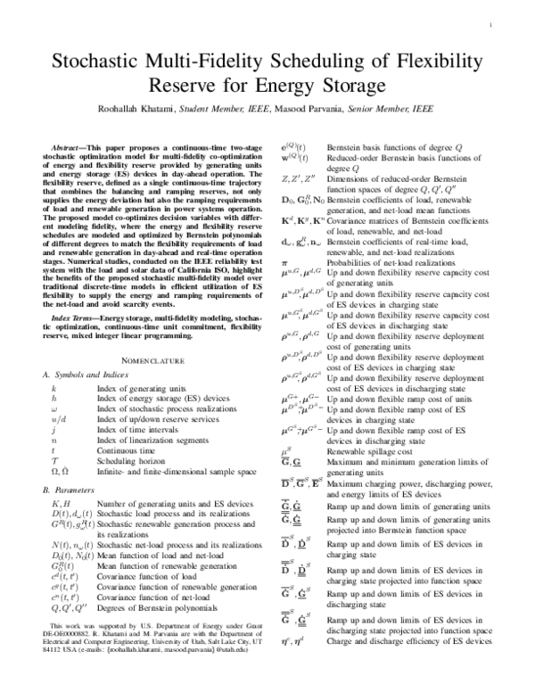 (PDF) Stochastic Multi-Fidelity Scheduling of Flexibility Reserve for ...