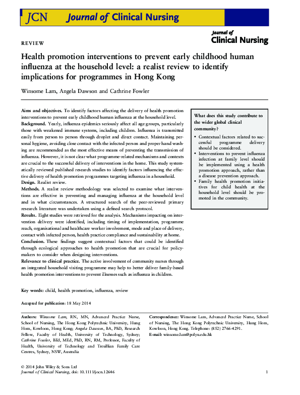 (PDF) Health promotion interventions to prevent early childhood human ...