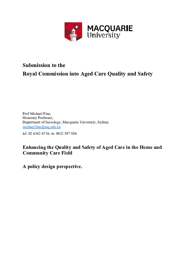 (PDF) Submission to the Royal Commission into Aged Care Quality and ...