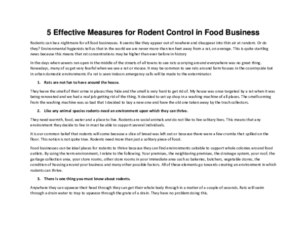 (DOC) 5 Effective Measures for Rodent Control in Food Business