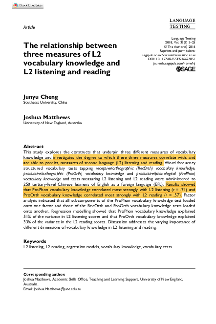 (PDF) The relationship between three measures of L2 vocabulary ...