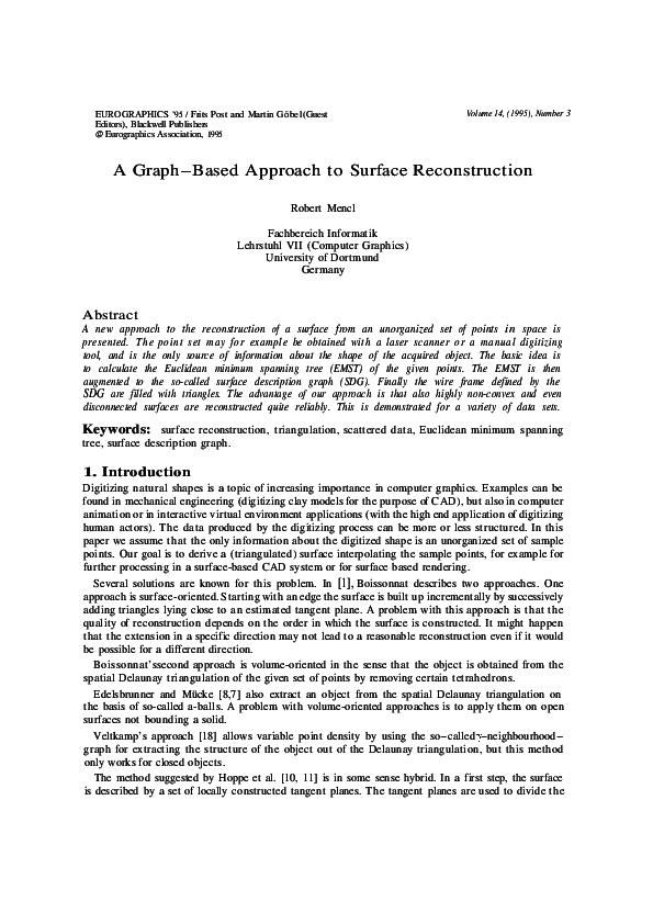 (PDF) A Graph-Based Approach to Surface Reconstruction