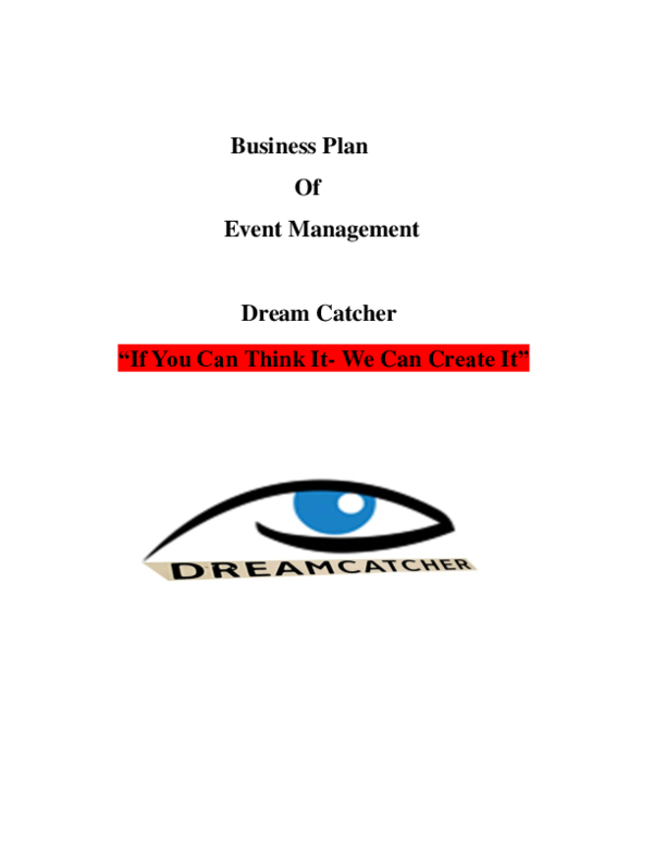 (PDF) Business Plan Of Event Management Dream Catcher "If You Can Think