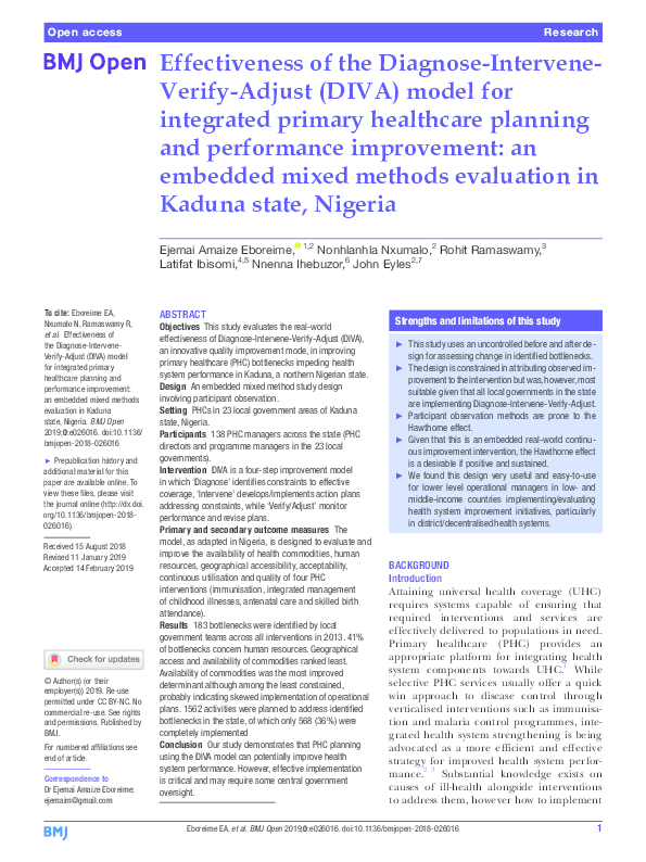  PDF Effectiveness Of The Diagnose Intervene Verify Adjust DIVA 
