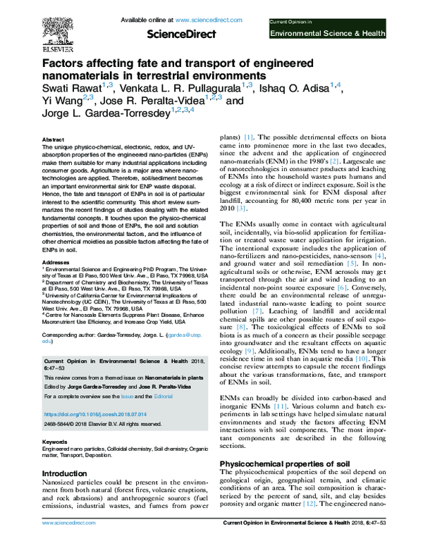 (PDF) Factors affecting fate and transport of engineered nanomaterials ...