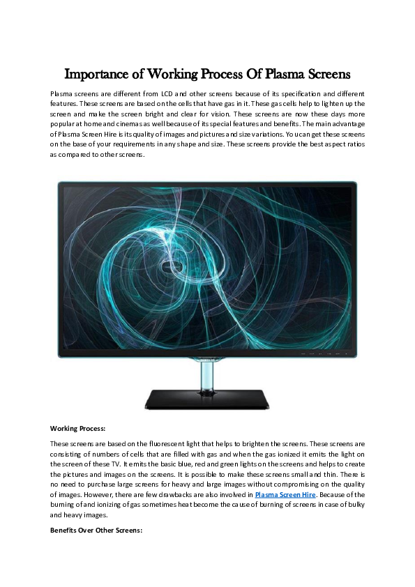 (PDF) The Best Working Process Of Plasma Screens Jack Noah Academia.edu
