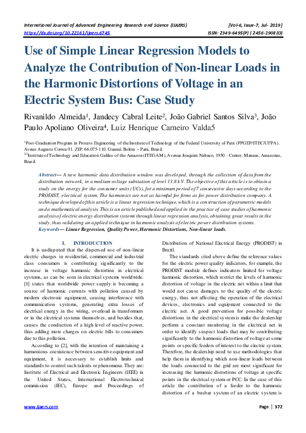(PDF) Use of Simple Linear Regression Models to Analyze the ...