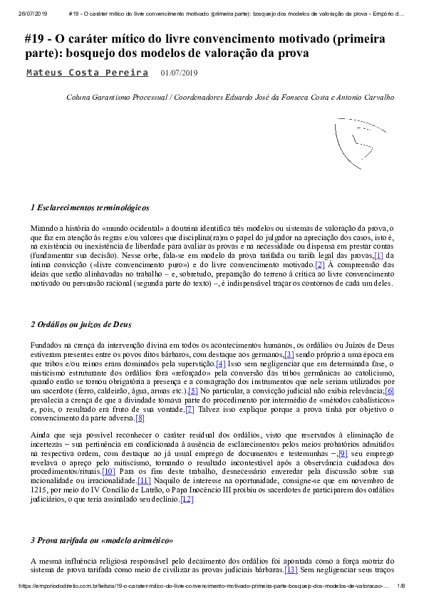 (PDF) O caráter mítico do livre convencimento motivado (primeira parte) bosquejo dos modelos de (PDF) O caráter mítico do livre convencimento motivado (primeira parte) bosquejo dos modelos de