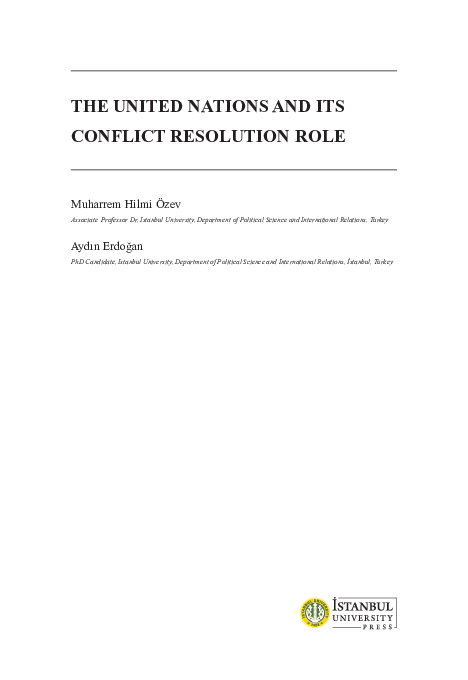 (PDF) Özçelik, Sezai. “The Role of the United Nations in Conflict and ...