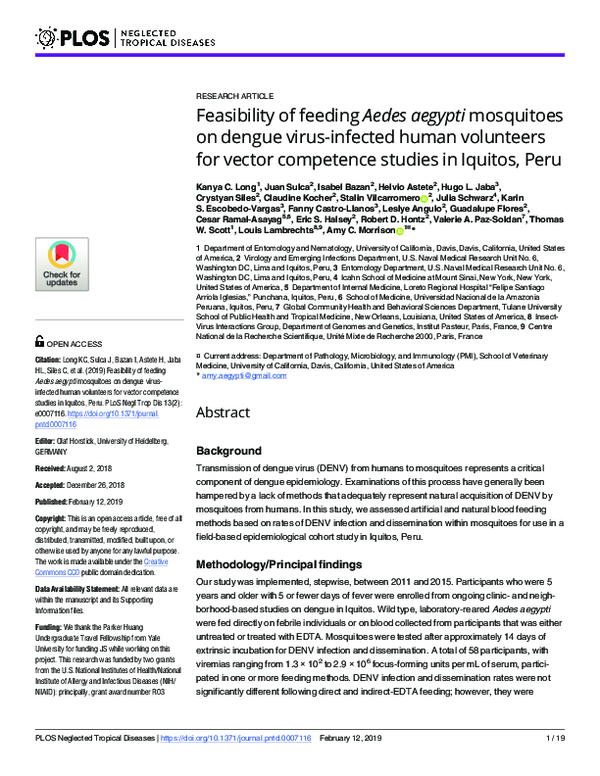 (PDF) Feasibility of feeding Aedes aegypti mosquitoes on dengue virus ...