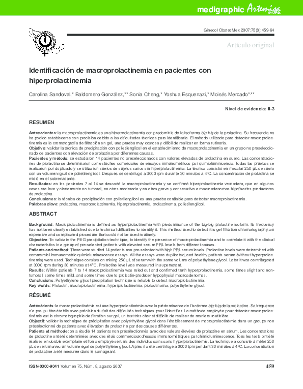 (PDF) Identificación de macroprolactinemia en pacientes con ...