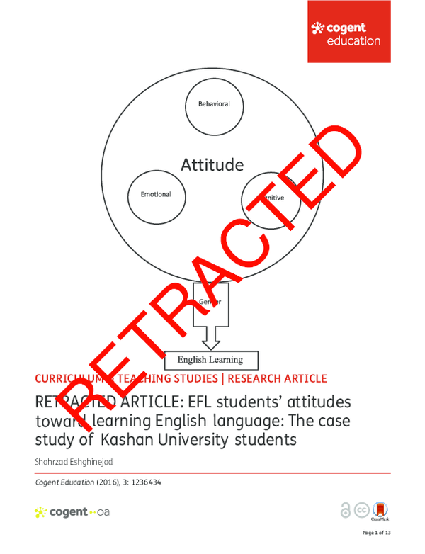 (PDF) RETRACTED ARTICLE EFL students attitudes toward learning English ...