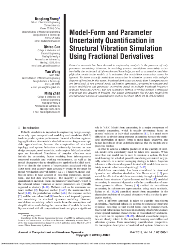 (PDF) Model-Form and Parameter Uncertainty Quantification in Structural Vibration Simulation ...