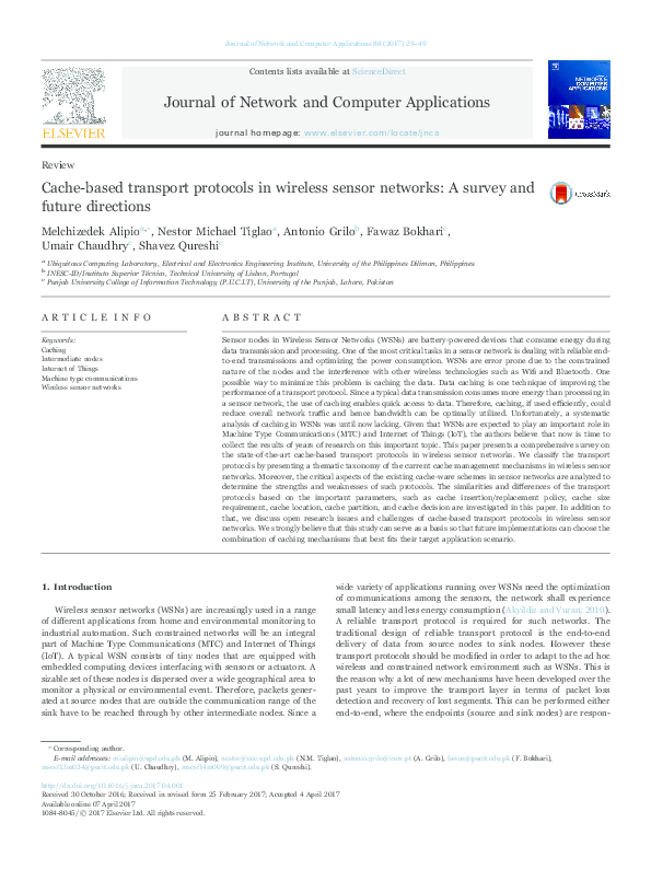 (PDF) Cache-based transport protocols in wireless sensor networks: A ...