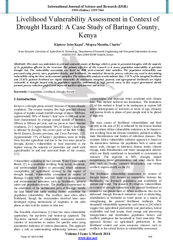 (PDF) Livelihood Vulnerability Assessment in Context of Drought Hazard ...