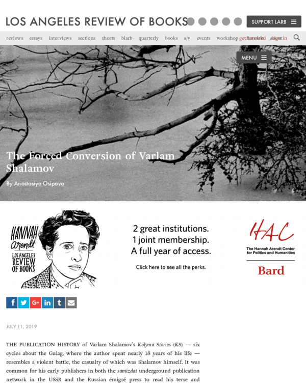 (PDF) The Forced Conversion of Varlam Shalamov Anastasiya Osipova