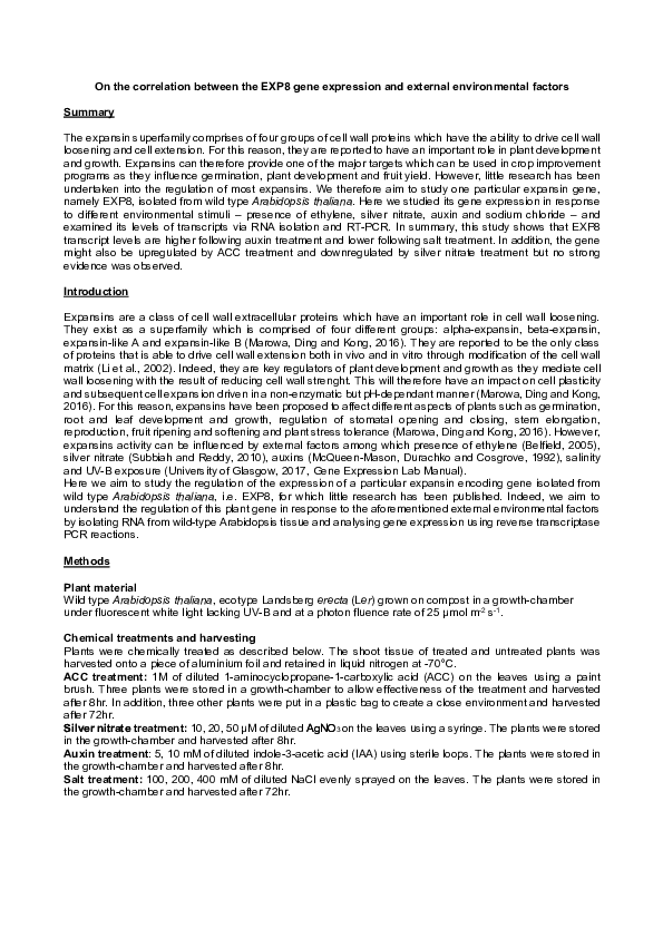 (PDF) On the correlation between the EXP8 gene expression and external ...