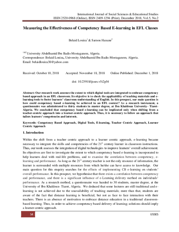 (PDF) Measuring the Effectiveness of Competency Based E-learning in EFL ...