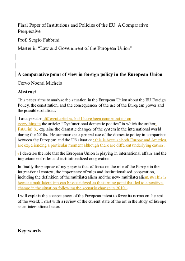 (DOC) Final Paper of Institutions and Policies of the EU: A Comparative ...