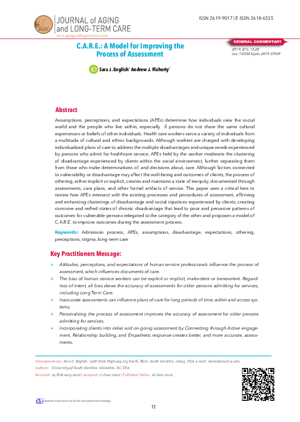 (PDF) C.A.R.E.: A Model for Improving the Process of Assessment GENERAL ...