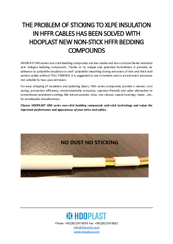 (PDF) THE PROBLEM OF STICKING TO XLPE INSULATION IN HFFR CABLES HAS