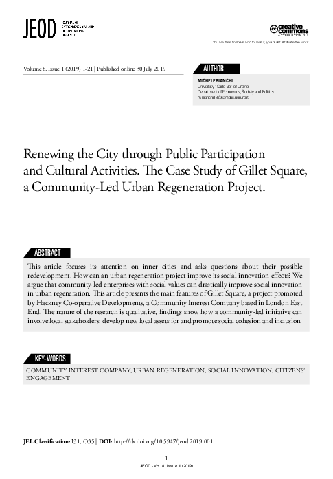 (PDF) Renewing the City through Public Participation and Cultural ...