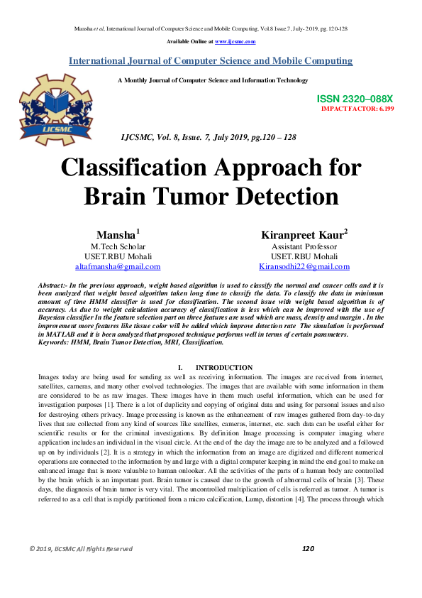 Brain tumor detection using image processing ieee papers 2019 image