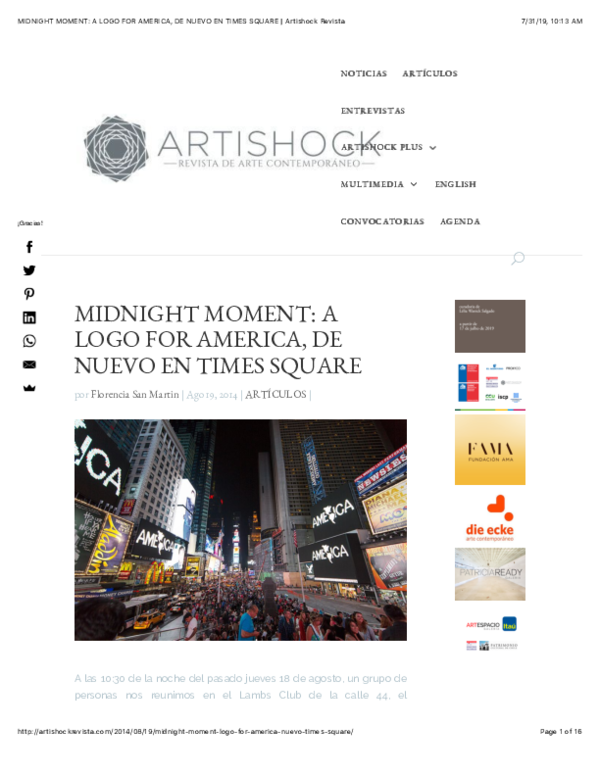 (PDF) Alfredo Jaar's A Logo for America, de nuevo en Times Square