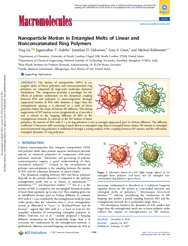 (PDF) Nanoparticle Motion in Entangled Melts of Linear and ...