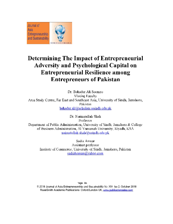(PDF) Determining the impact of entrepreneurial adversity and ...