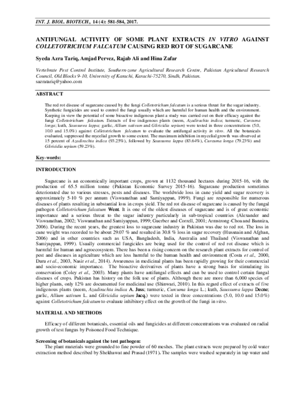 (PDF) ANTIFUNGAL ACTIVITY OF SOME PLANT EXTRACTS IN VITRO AGAINST ...