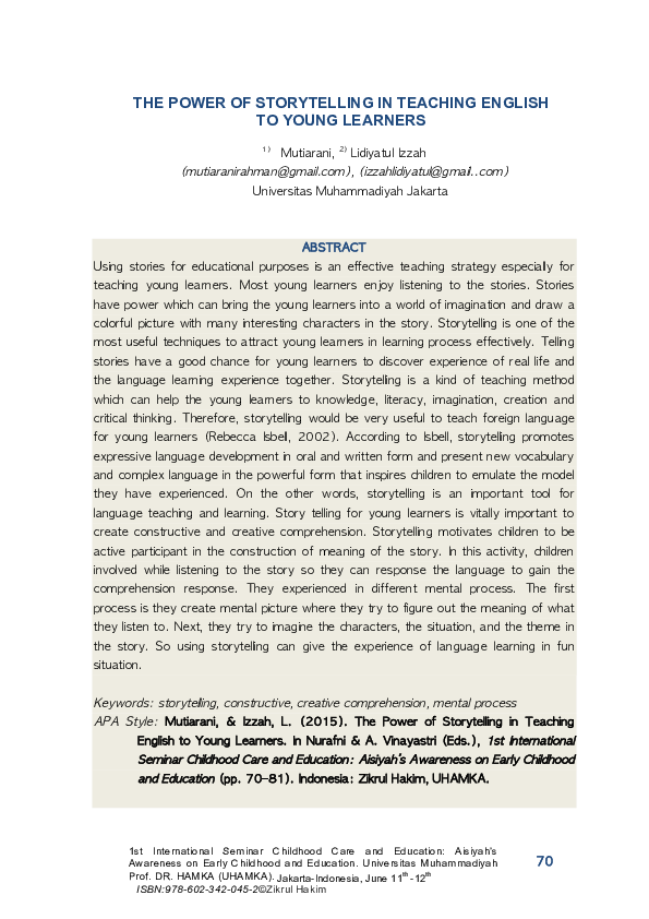 (PDF) The Power of Storytelling in Teaching English to Young Learners