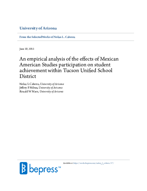 (PDF) An empirical analysis of the effects of Mexican American Studies ...