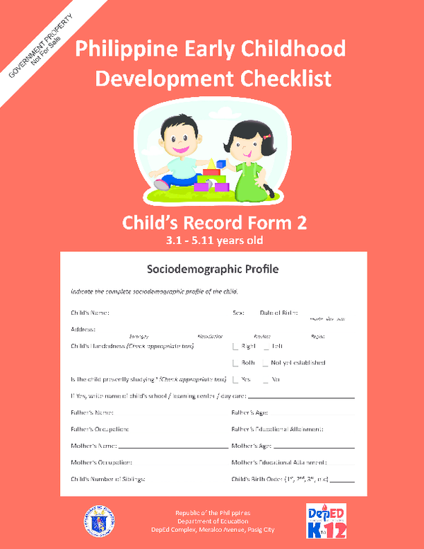  PDF Phil ECD Child RecordForm2 Final Rellie Arandea Academia edu
