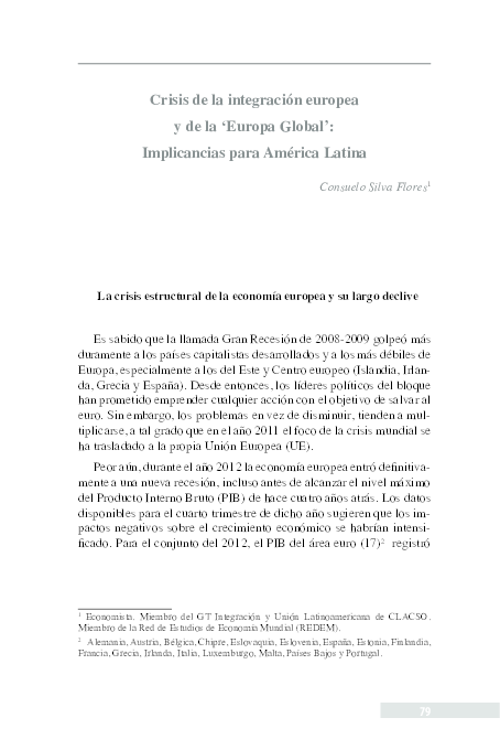 (PDF) Crisis de la integración europea y de la 'Europa Global ...