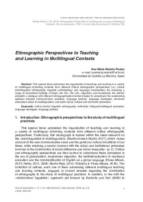 (PDF) Ethnographic Perspectives to Teaching and Learning in ...
