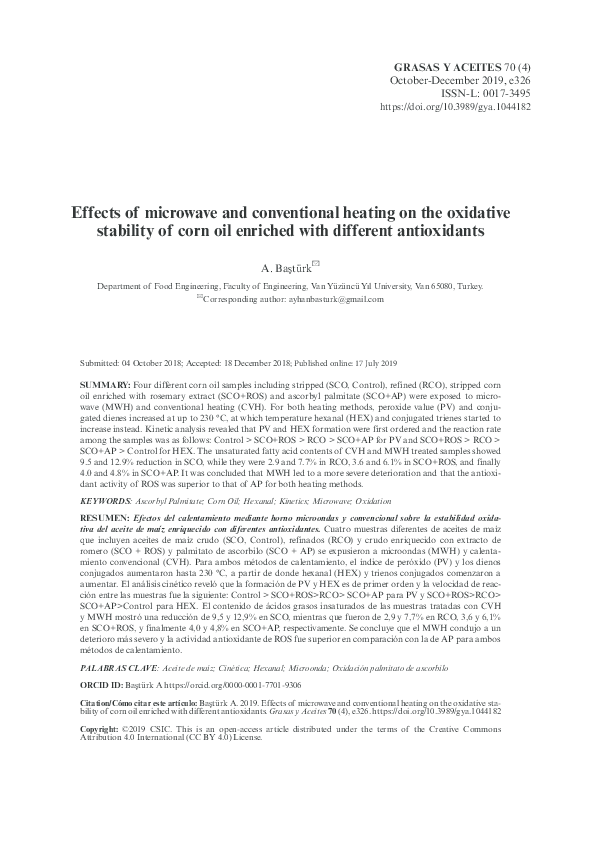 (PDF) Effects of microwave and conventional heating on the oxidative ...
