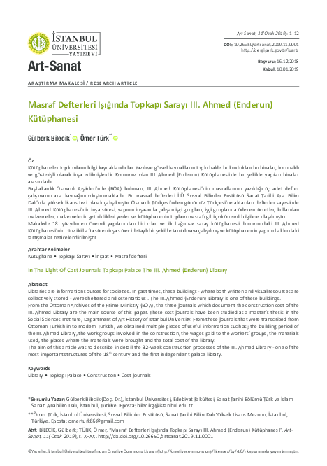 PDF) Gülberk Bilecik * , Ömer Türk Masraf Defterleri Işığında