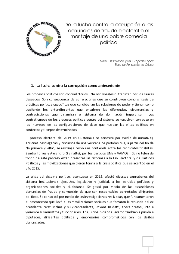 (PDF) De la lucha contra la corrupción a las denuncias de fraude ...