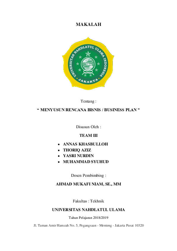Pdf Menyusun Rencana Bisnis Business Plan
