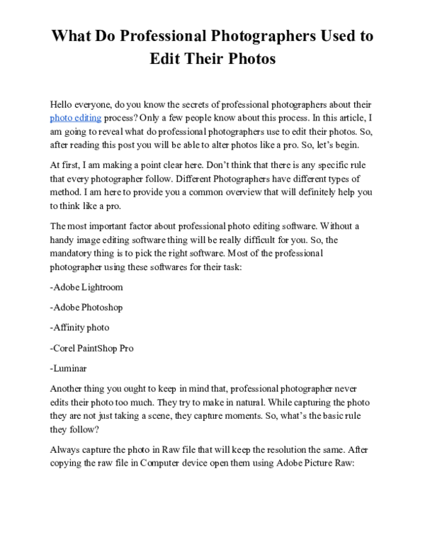 (PDF) What Do Professional Photographers Used to Edit Their Photos