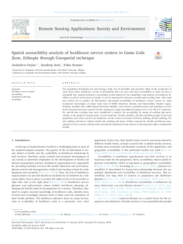 (PDF) Spatial accessibility analysis of healthcare service centers in ...